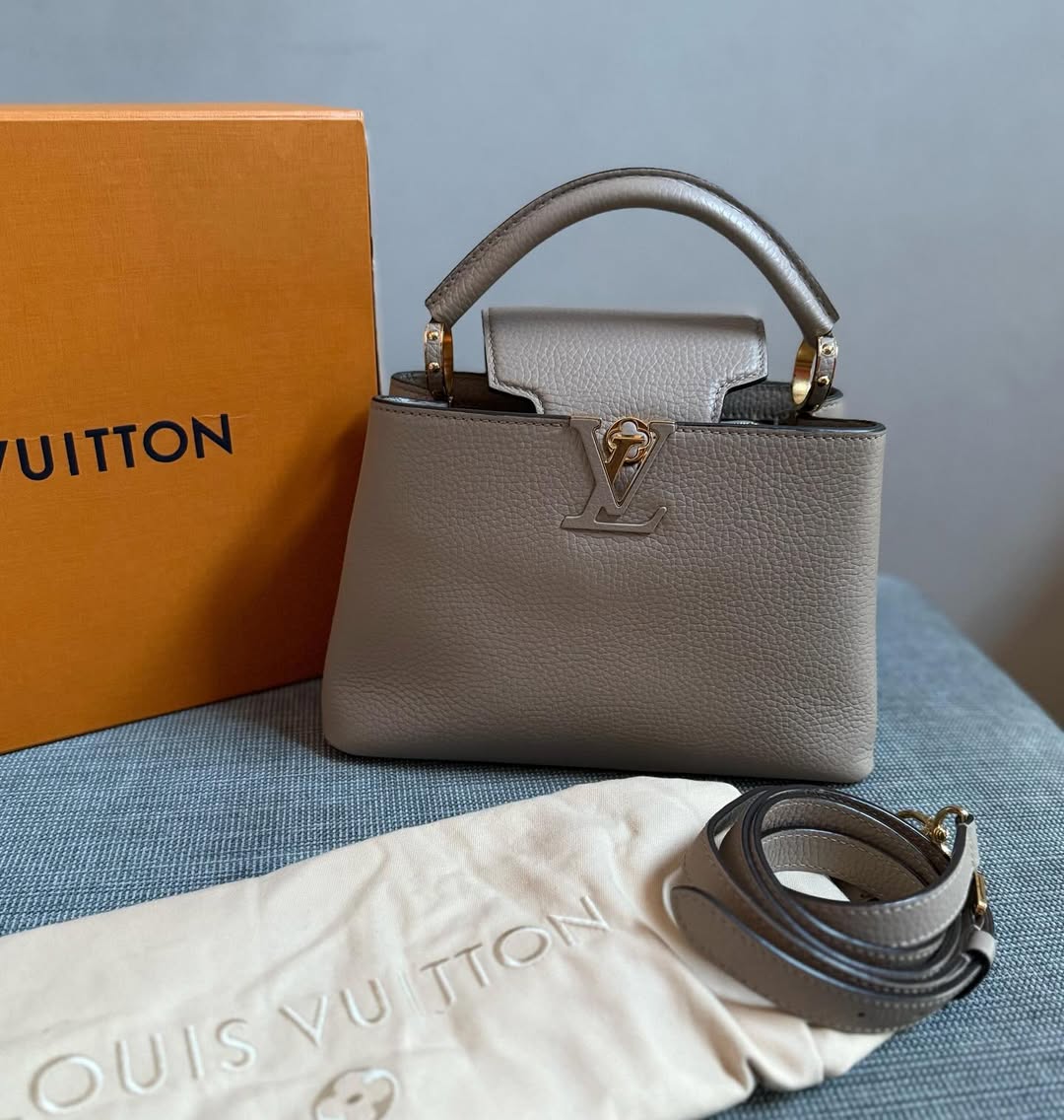 Capucines BB Handbag – Galet Grey | Luxury Mini Tote
