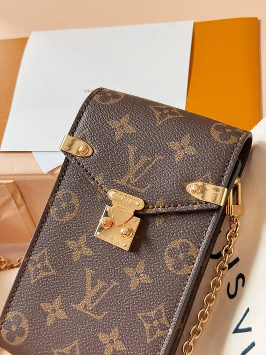 Métis Mobile Phone Bag – Monogram Style with Gold Chain
